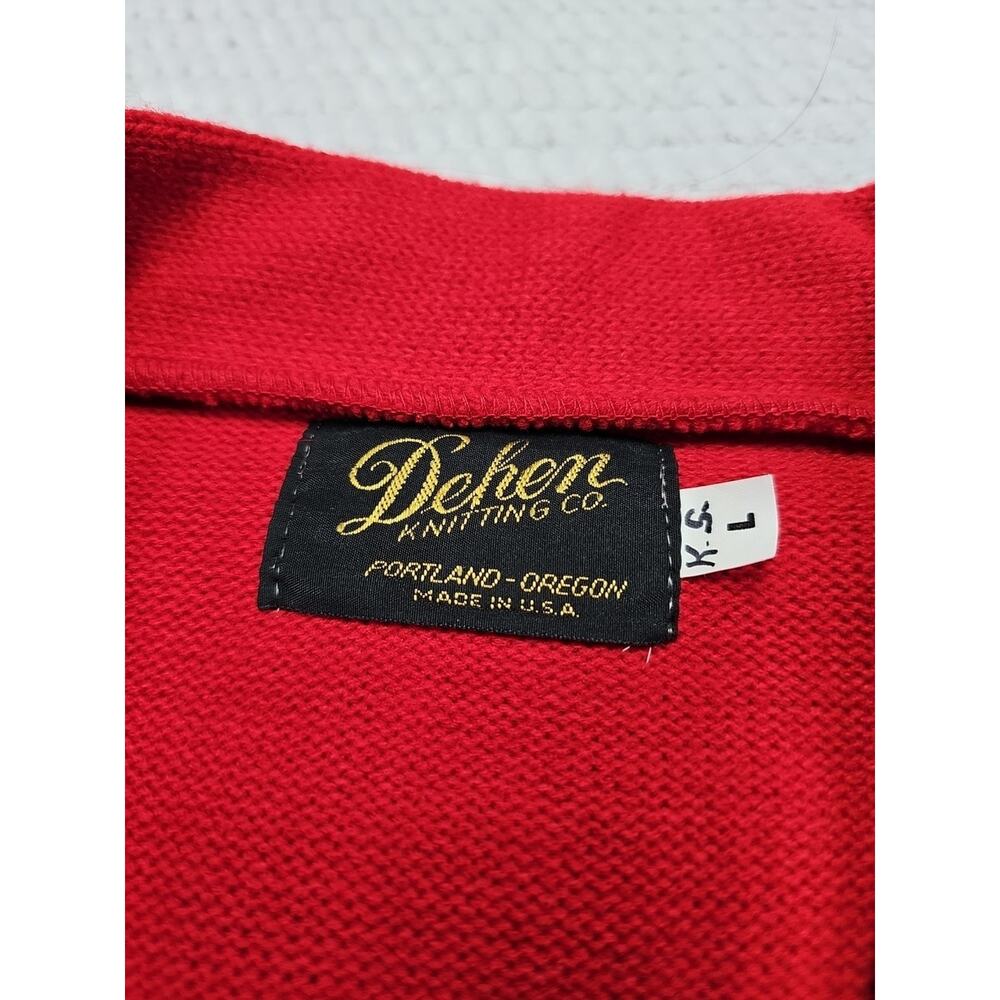 Dehen Knitting Co Sweater Adult Large Vintage Varsity Vneck - Picture 5 of 7